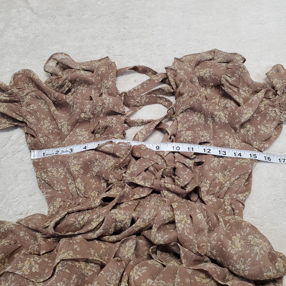 Petal & Pup Beige Floral Ruffle Tiered Dress Small Cottagecore Romantic Feminine - Picture 8 of 13